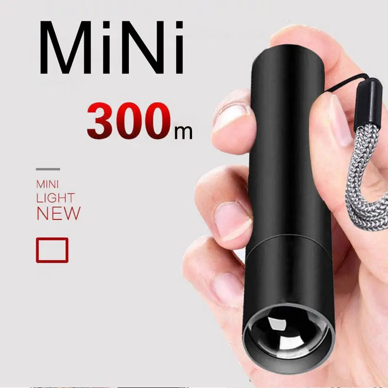 Mini Telescopic Zoom Flashlight Torch USB Rechargable