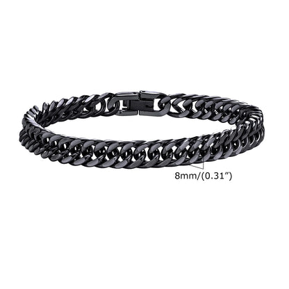 Stylish Double Curb Chain Bracelets for Men Stainless Steel