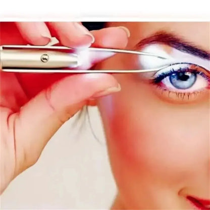 Stainless Steel Eyebrow Hair Remove Tweezer With LED Light