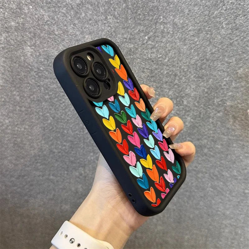 Oil Painting Love Silicone Phone Case for IPhone 11 12 13 14 15