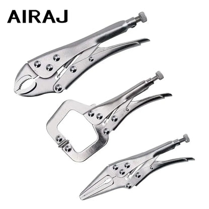 AIRAJ 3 Pcs Locking Pliers Welding Tools 7'' Carbon Steel