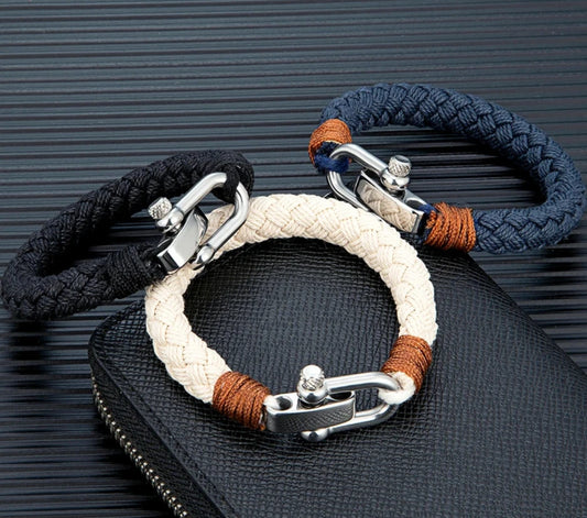 Nautical Style Wide Rope Bracelet Men Handmade Jewelry