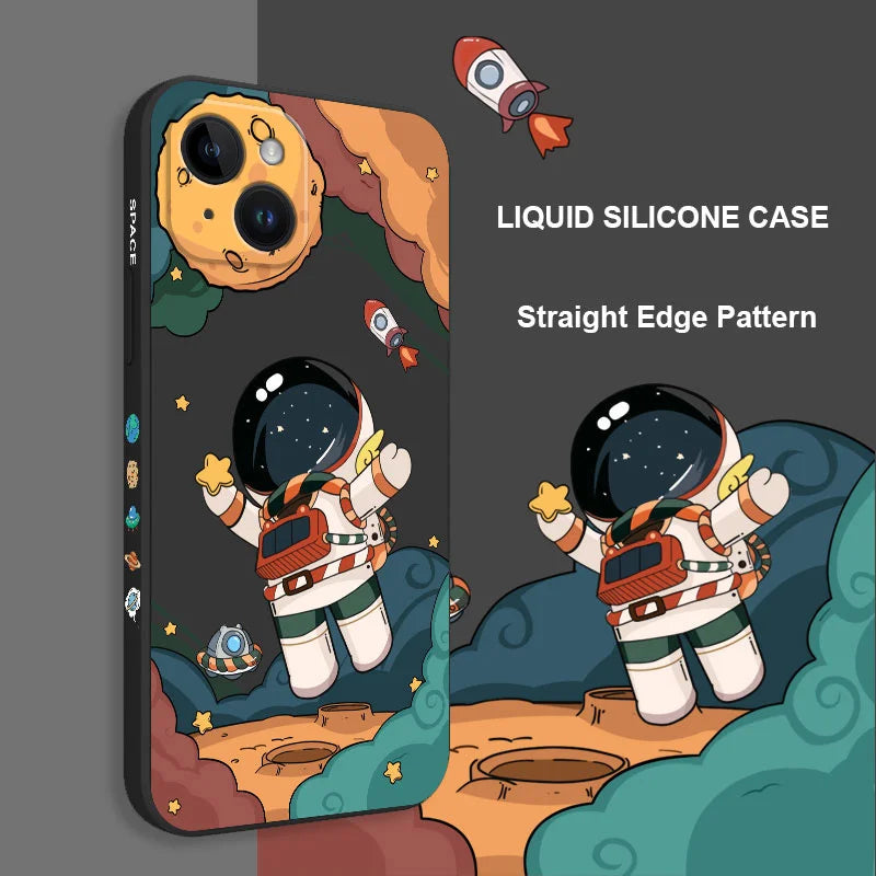 Hello Astronaut Phone Case For iPhone 16 15 14 13 Pro Max Mini