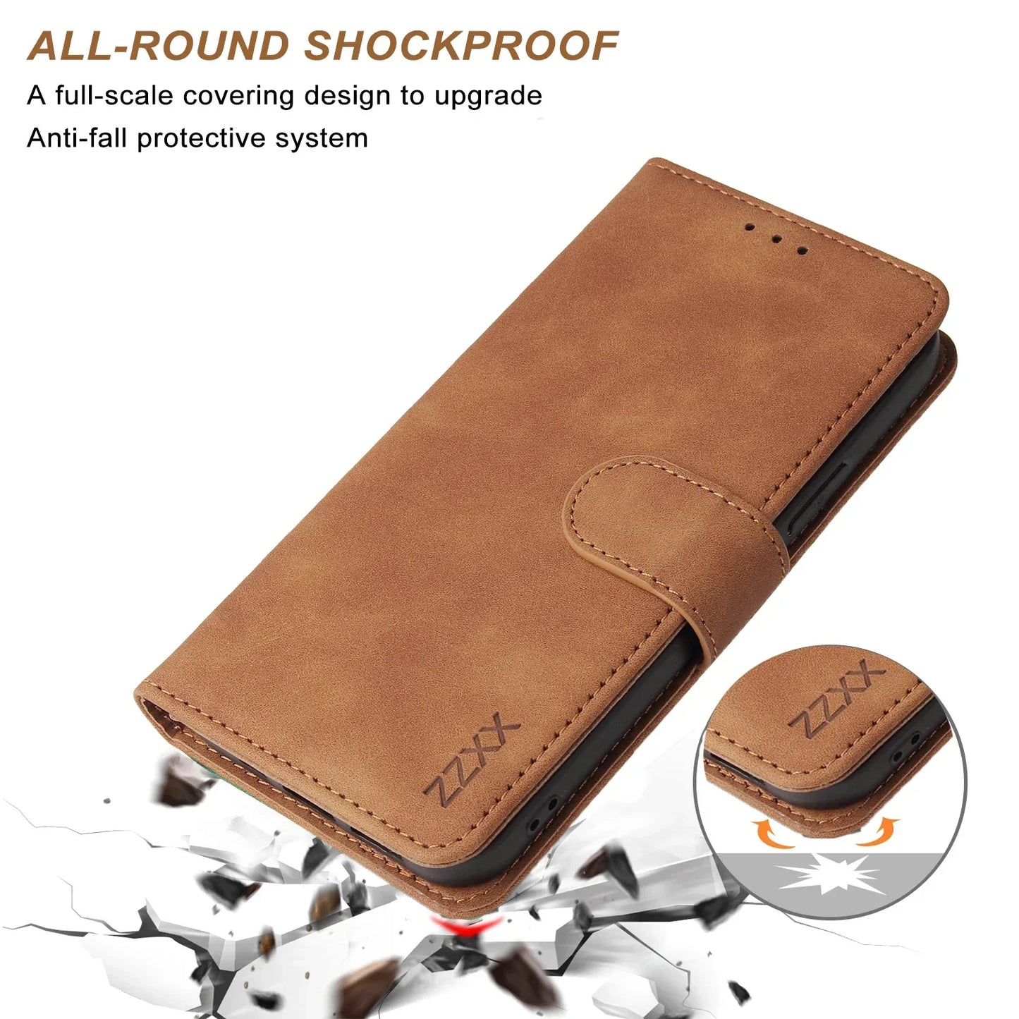 Leather Wallet Phone Case For iPhone 16 15 14 13 12 Pro Max Plus