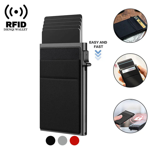 Rfid Credit Card Holder Mens Thin Slim Mini Metal Wallet