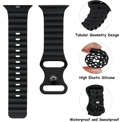 Silicone Ocean Strap for Apple Watch Breathable Ultra S9 8 7 6 5 4 3 SE