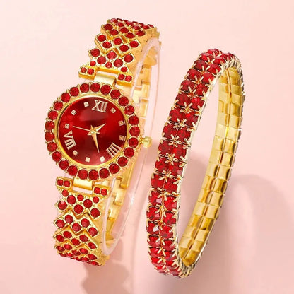 Womens Butterfly Dial Watch Steel Bracelet Watch Quartz Set