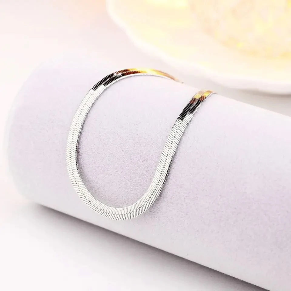 925 Sterling Silver 4MM Chain Bracelet for Women Men