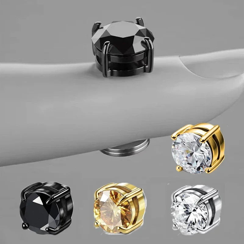 1Pairs Crystal Strong Magnetic Ear Stud Clip Earrings for Men and Women
