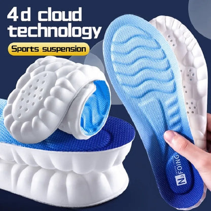 Sports Shoes Insoles PU Sole Soft Breathable 4D Shock Absorption