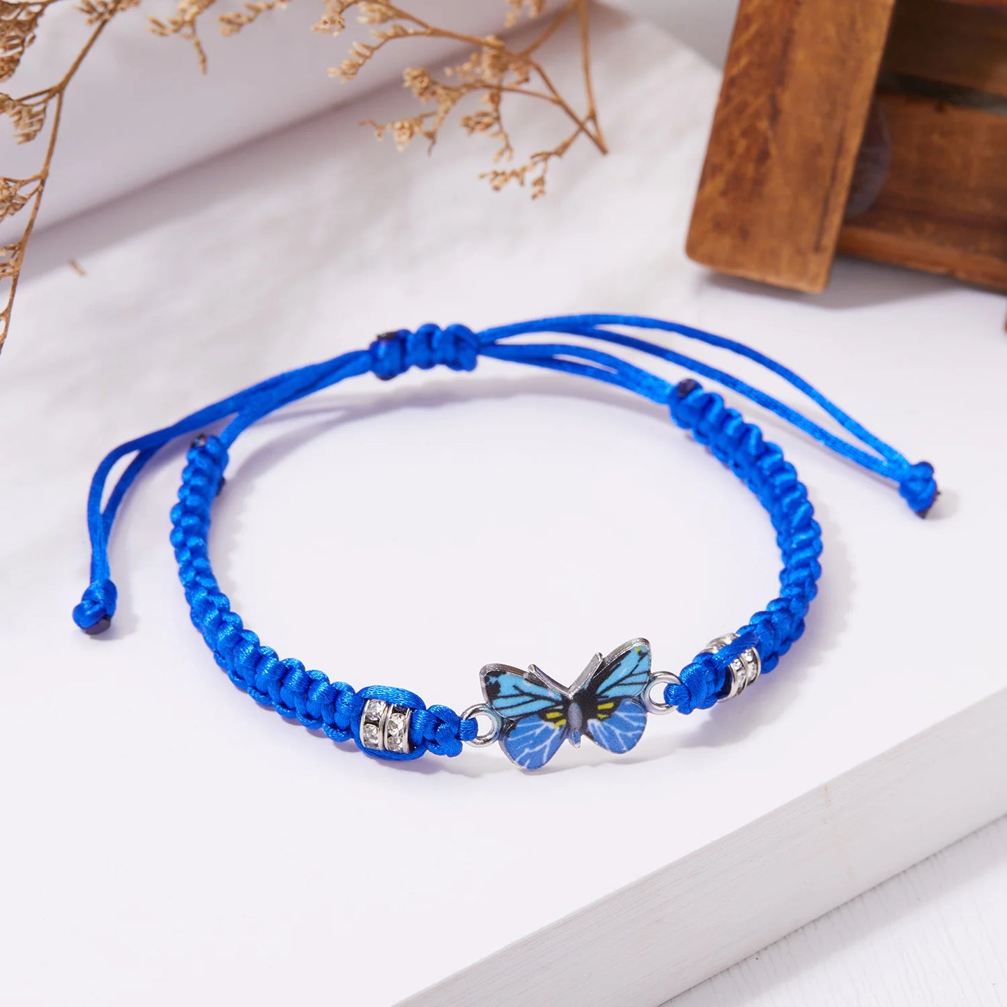 Handmade Braided String Bracelet Womens Girls Butterfly Charm Bracelets