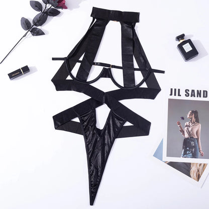 Bandage Sexy Lingerie Bodysuit Women Halter Hollow Out Exotic