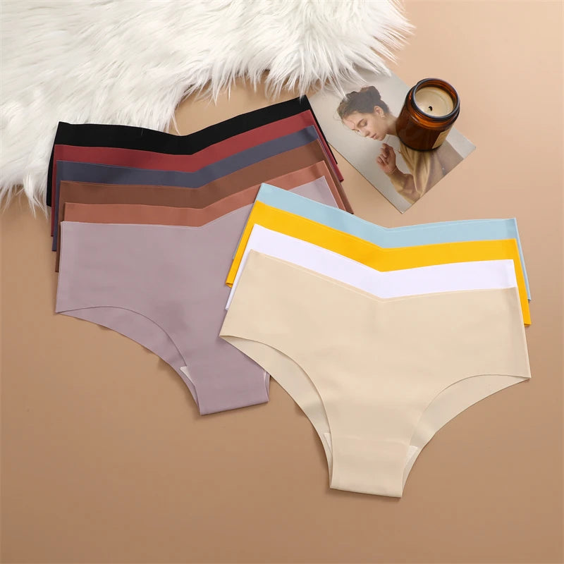 3pcs Ultra thin Seamless Underwear Panties Sexy V Shaped Waist Briefs