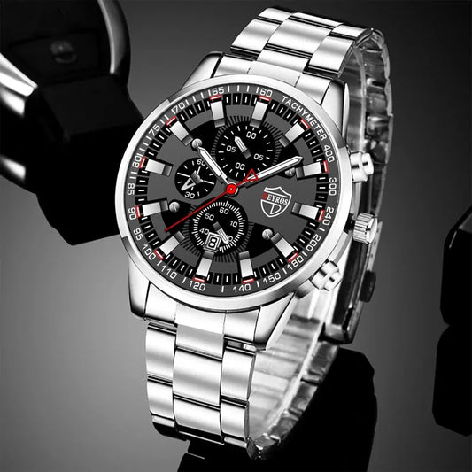 Fashion Mens Sports Stainless Steel Quartz Watch