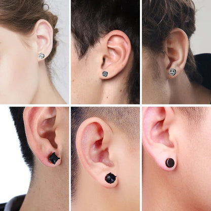 1Pairs Crystal Strong Magnetic Ear Stud Clip Earrings for Men and Women