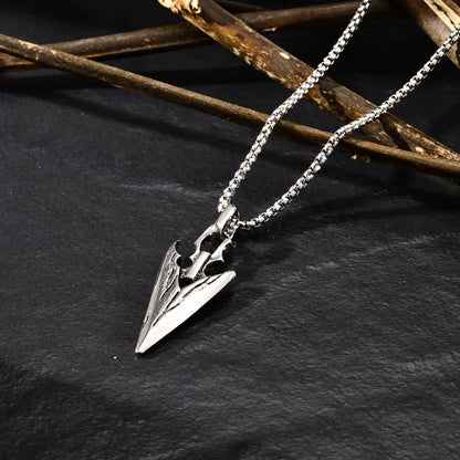 Spear Point Arrowhead Necklaces for Men Cool Punk Stainless Steel Arrow Pendant