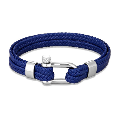 Navy Style Men U shape Shackle Woven Multilayer Leather Bracelets