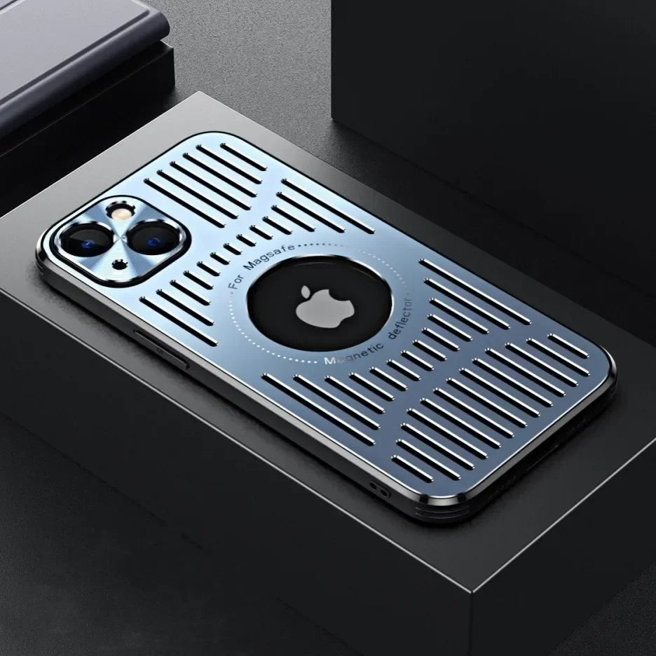 Fashion Metal Heat Dissipation Magnetic Magsafe Case for iPhone 15 14 13 12