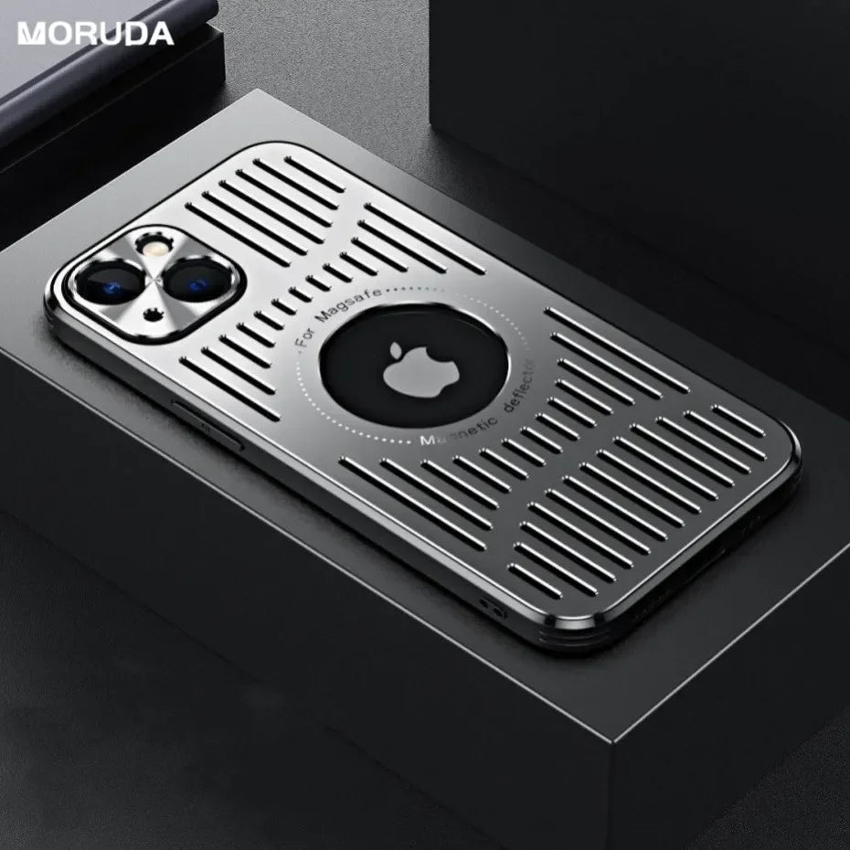 Fashion Metal Heat Dissipation Magnetic Magsafe Case for iPhone 15 14 13 12