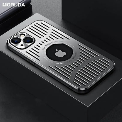 Fashion Metal Heat Dissipation Magnetic Magsafe Case for iPhone 15 14 13 12
