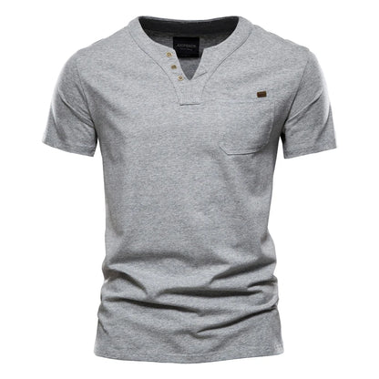 Summer Top Quality Cotton T Shirts Mens V Neck T Shirt