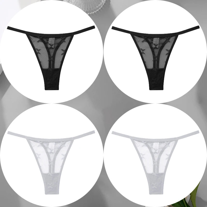 4pcs Mesh Thongs Panties Sexy G-String Seamless Underpants