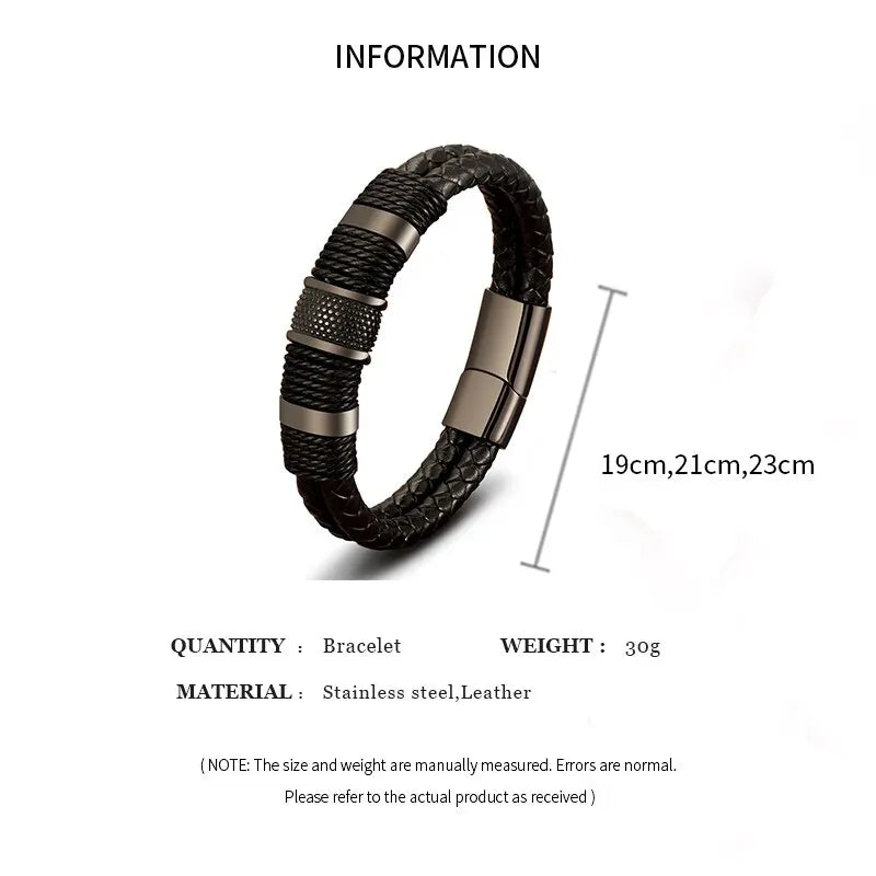 Vintage Woven Mens Leather Rope Wrap Bracelet