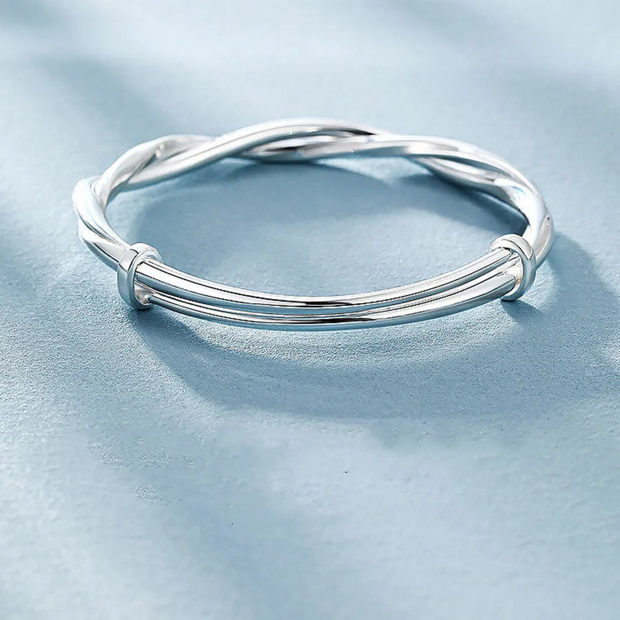 925 Sterling Silver Pretty Weave Bracelets Bangles for Women