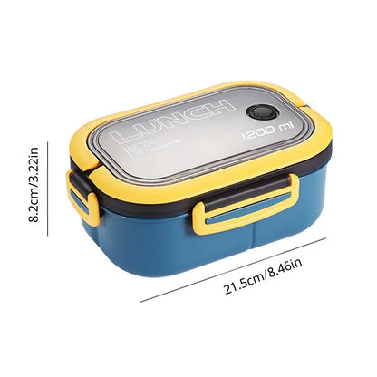 Portable Double Layer Lunch Box Microwaveable With Fork And Spoon