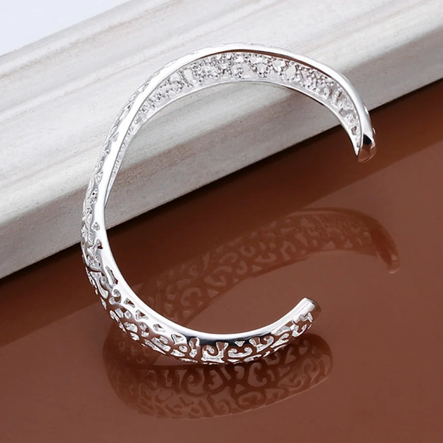 925 Sterling Silver Open Bangle Bracelet for Women