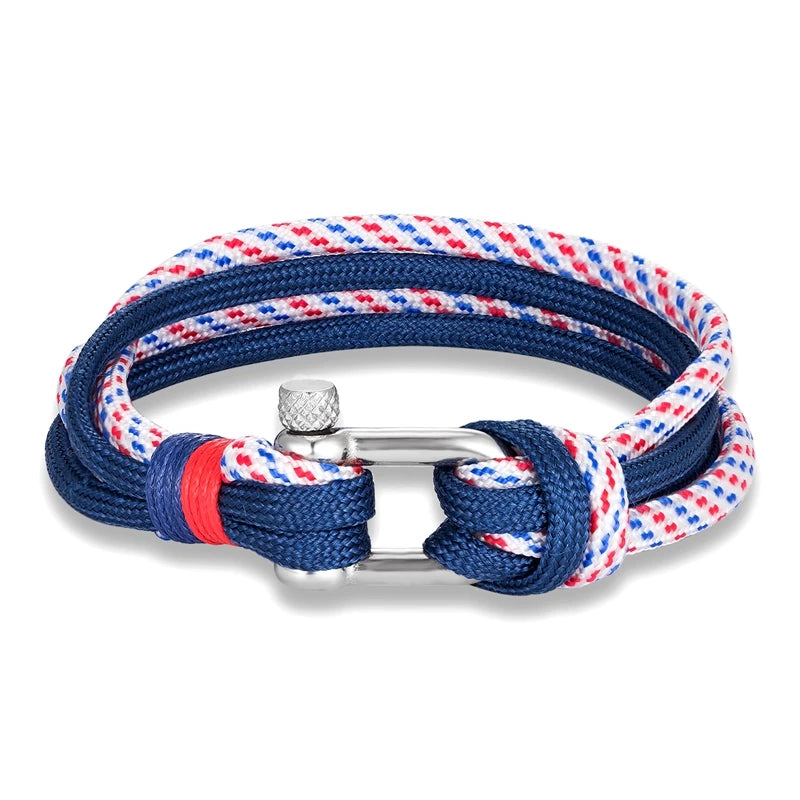 Unisex Shackle Bracelets Charm Nautical Survival Paracord Bracelet