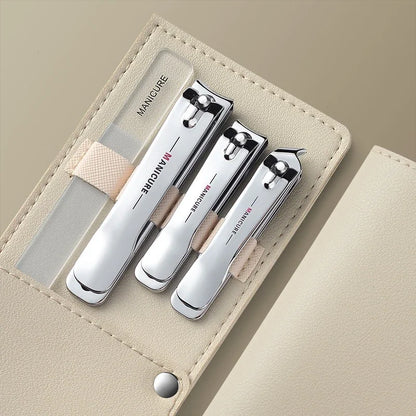 Nail Clippers Set 4 PCs with Rotating Leather Bag Professional Care Tools