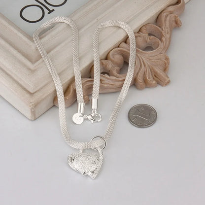 925 Sterling Silver Necklace Gorgeous Charm Heart Lady Love for Women