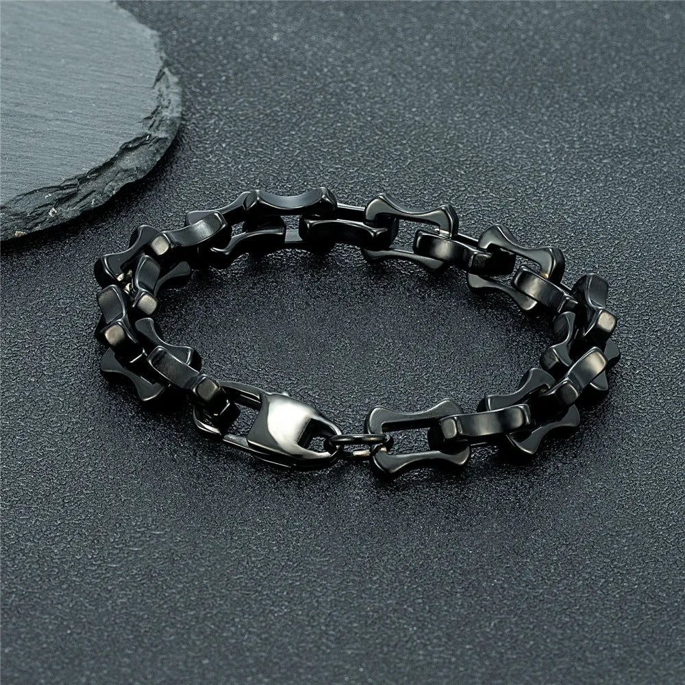 Locomotive Vintage Oxidized Black Keel Chain Link Men Bracelet