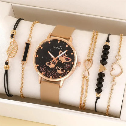 6pcs Set Womens Watches Butterfly Bracelet