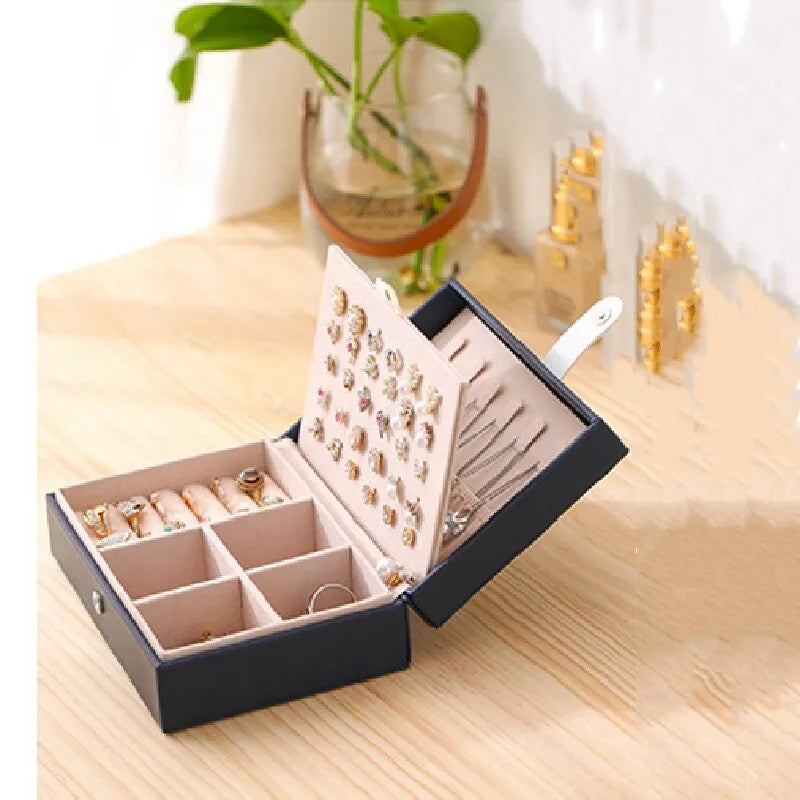 Double Layer Leather Jewelry Box