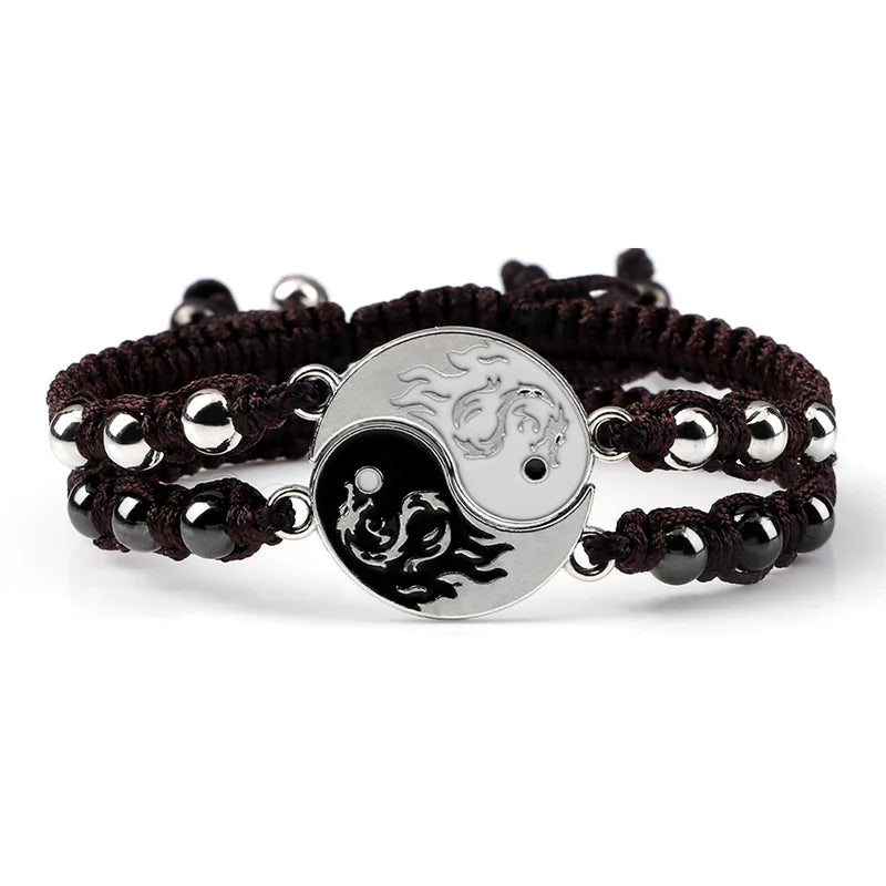 Dragon Tai Chi Gossip Braided Bracelet for Womens Mens