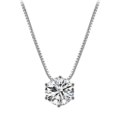 925 Sterling Silver Plated Necklace Sparkling AAA Zircon Clavicle