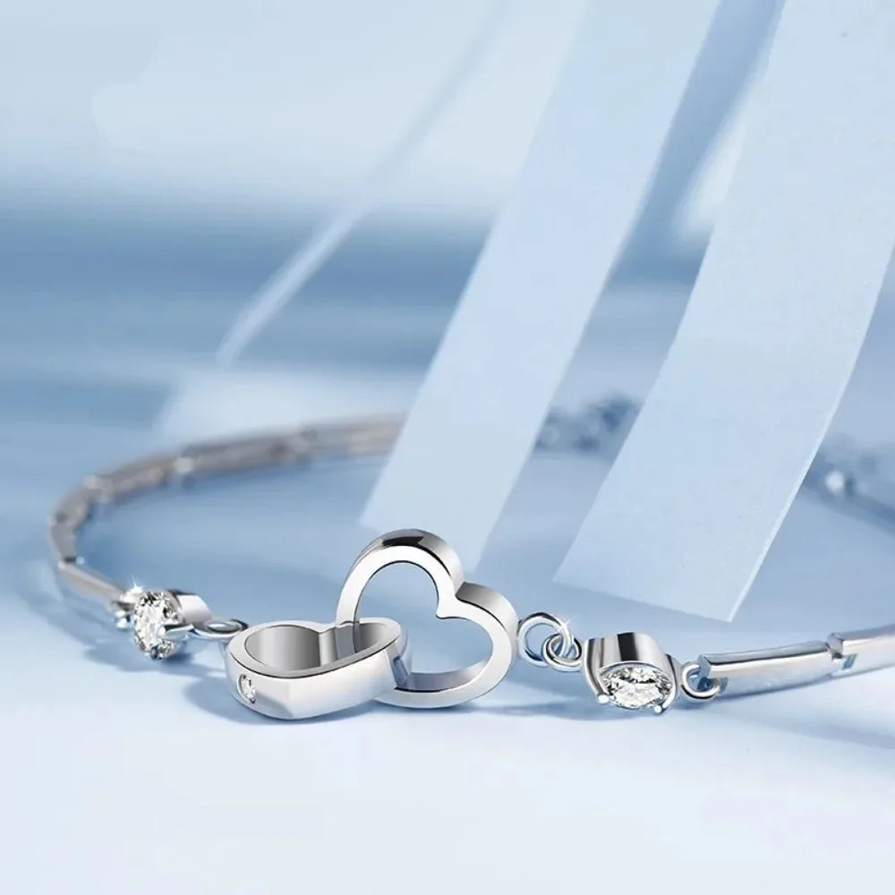 925 Sterling Silver Bracelets Bangles for Women Valentines Days Gift