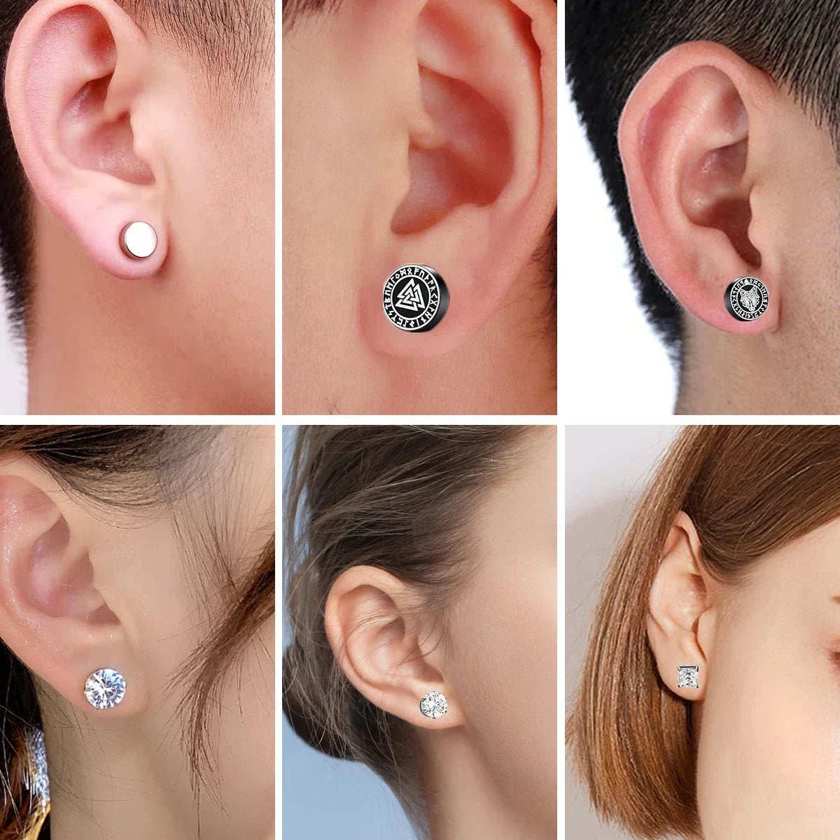 1Pairs Crystal Strong Magnetic Ear Stud Clip Earrings for Men and Women