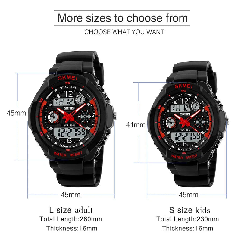 Kids Shockproof Waterproof Digital Watch Outdoor Boy Sport