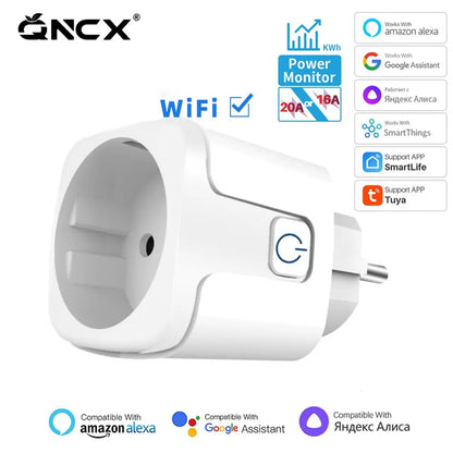 Tuya 16A 20A EU Smart Socket WiFi Smart Plug