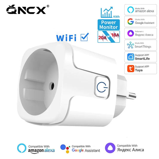 Tuya 16A 20A EU Smart Socket WiFi Smart Plug