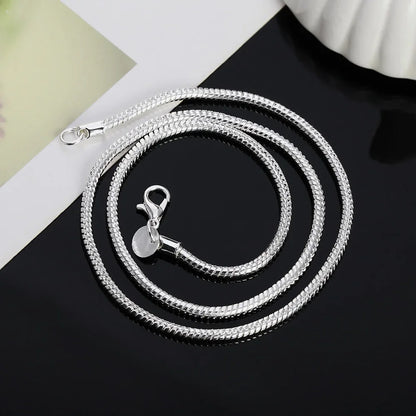 925 Sterling Silver Solid Snake Chain Womens Mens Necklace