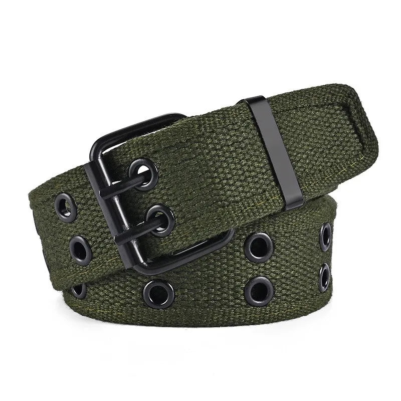 Unisex Double Row Needle Buckle Woven Belt Sports