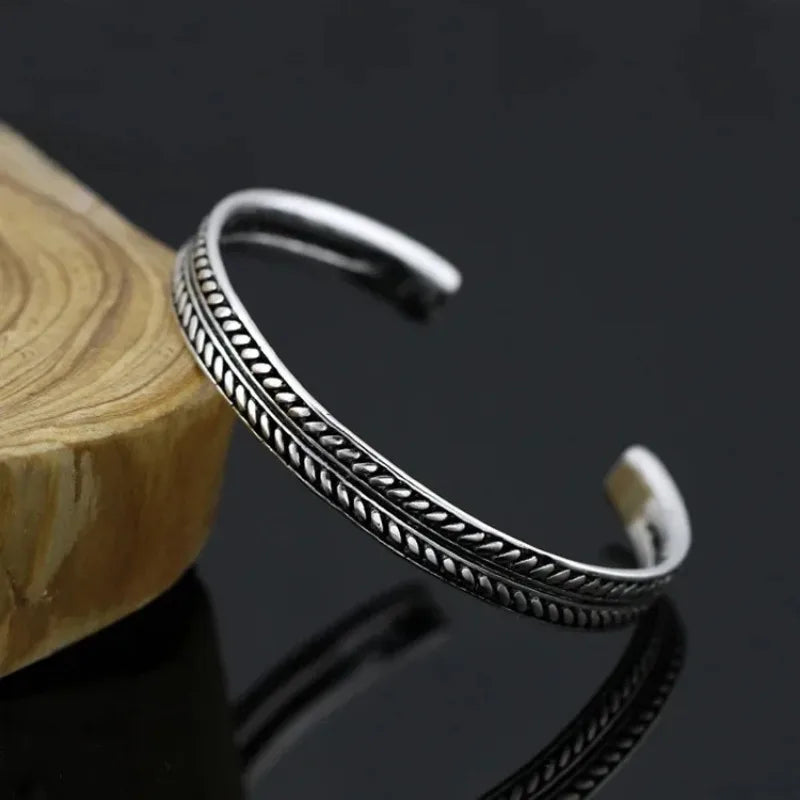 Twisted Stainless Steel Open Bangles for Men Women Delicate Cuff Bracelet