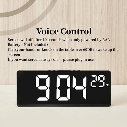 Voice Control Digital Alarm Watch Temperature Desktop Table Clock