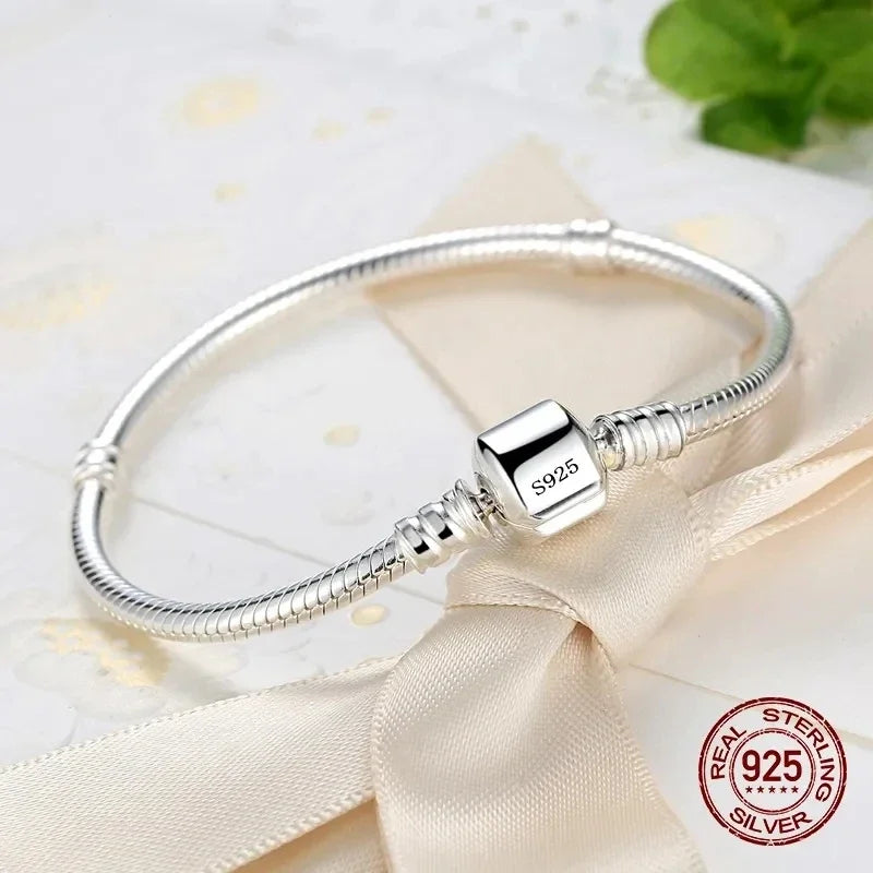 925 Sterling Silver Charm Soft Smooth Snake Bone Bracelets