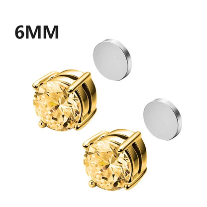 1Pairs Crystal Strong Magnetic Ear Stud Clip Earrings for Men and Women
