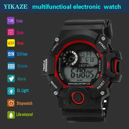 Mens LED Digital Watch Fitness Multifunction Military Sports